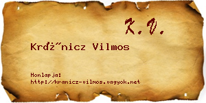 Kránicz Vilmos névjegykártya